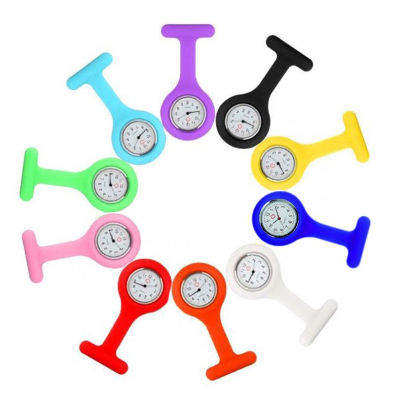 US 10pcs/set Nurses Watch Portable Pin Buckle Plastic Case Watch High Quality Silicone Watch 10pcs/set