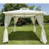  US Direct  10x10ft Outdoor Tent With 4 Sided Curtains Double Top Waterproof Anti uv Patio Garden Gazebo Shading Canopy beige