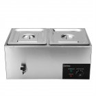 US 10.6QT 2 Grid Food Warmer Adjustable Temperature Insulation Pot Silver