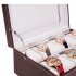  US Direct  12 Slots Watch Box Organizer For Men Jewelry Storage Box For Watch Sunglasses Rings Necklaces Earrings Red brown