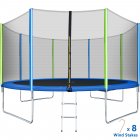 [US Direct] 12Ft Trampoline For Kids With Safety Enclosure Net, Ladder And 8 Wind Stakes, Round Outdoor Recreational Trampoline