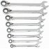  US Direct  12PCS 8 19mm Reversible Ratcheting Combination Wrench Set CR V Silver