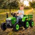  US Direct  12V Battery Powered Electric Tractor with Trailer  Toddler Ride On Car w Remote Control 7 LED Headlights 2 1 Gear Shift MP3 Player USB Port for Kids