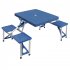  US Direct  135 5  83  65 5cm Portable Folding Camping Picnic Table Camping Suitcase Table With Seats Chairs blue