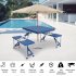  US Direct  135 5  83  65 5cm Portable Folding Camping Picnic Table Camping Suitcase Table With Seats Chairs blue