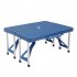  US Direct  135 5  83  65 5cm Portable Folding Camping Picnic Table Camping Suitcase Table With Seats Chairs blue