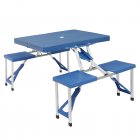 US 135.5×83×65.5cm Portable Folding Camping Picnic Table Camping Suitcase Table With Seats Chairs blue