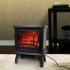  US Direct  1400w Freestanding Fireplace Fake Wood Heating Wire Dual Mode Function Realistic Flame Fireplace black