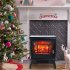  US Direct  1400w Freestanding Fireplace Fake Wood Heating Wire Dual Mode Function Realistic Flame Fireplace black