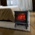  US Direct  1400w Freestanding Fireplace Fake Wood Heating Wire Dual Mode Function Realistic Flame Fireplace black