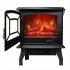  US Direct  1400w Freestanding Fireplace Fake Wood Heating Wire Dual Mode Function Realistic Flame Fireplace black