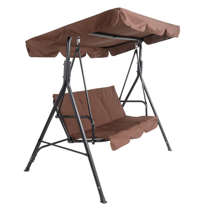 US Deluxe Outdoor Patio Swing with Canopy Soft Cushions 170x110x153cm Brown