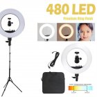 [US Direct] 18-inch Led Ring Lights With 2 Meters Lamp Holder Mobile Phone Clip Stepless Dimming Dual Color Temperature Fill Light Kit silver