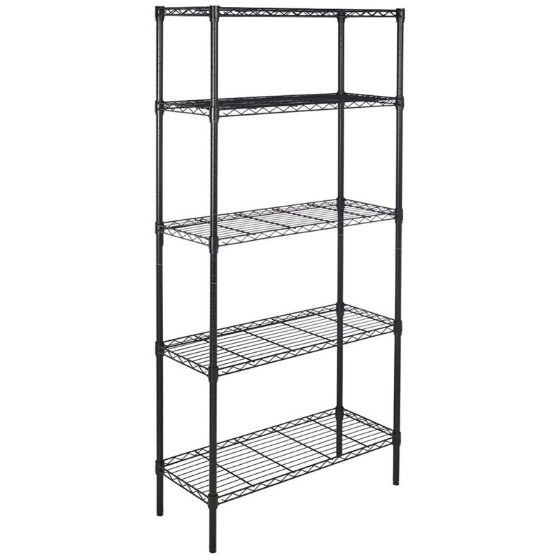 [US Direct] 180*90*35 Five Layers Metal  Shelf  Rack Without Wheels Storage Rack For Kitchen Laundry Bathroom black
