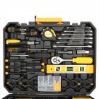 [US Direct] 198pcs Steel Tool Set Anti-corrosion With Storage Box For Handymen Mechanics Construction Workers Mechanics black and yellow
