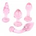  US Direct  1pc 4pcs Pink Crystal Glass Dildo Simulation Penis Women G Spot Masturbation Anal Plug Couples Sex Tool 4pcs