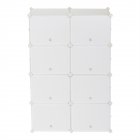 [US Direct] 2 Rows 7-tier 14 Grids Shoe Rack Organizer 40x30cm Cube Shoe Cabinet 72x32x122cm For Books Shoes Clothing Toys White