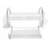  US Direct  2 Tier Dish Drying  Rack Rust proof Dish Rack Utensil Holder For Kitchen Counter Top Silver