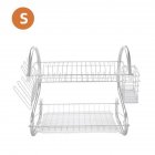 US 2 Tier Dish Drying  Rack Rust-proof Dish Rack Utensil Holder For Kitchen Counter Top Silver