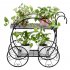  US Direct  2 Tier Flower Pot Stand Garden Cart Design Plant  Holder HT HJ007 black