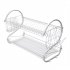  US Direct  2 Tier Metal Dish Drainers Multifunctional S shaped Bowls Dishes Chopsticks Spoons Collection Shelf Racks White