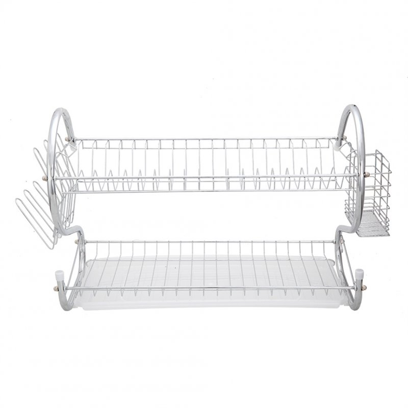 US 2 Tier Metal Dish Drainers S-shaped Shelf Racks White