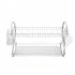  US Direct  2 Tier Metal Dish Drainers Multifunctional S shaped Bowls Dishes Chopsticks Spoons Collection Shelf Racks White