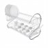  US Direct  2 Tier Metal Dish Drainers Multifunctional S shaped Bowls Dishes Chopsticks Spoons Collection Shelf Racks White