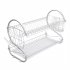  US Direct  2 Tier Metal Dish Drainers Multifunctional S shaped Bowls Dishes Chopsticks Spoons Collection Shelf Racks White