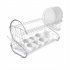  US Direct  2 Tier Metal Dish Drainers Multifunctional S shaped Bowls Dishes Chopsticks Spoons Collection Shelf Racks White