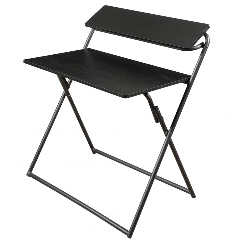 US 2-layer Small Computer  Table With Shelf Folding Table Home Office Furniture Black