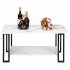  US Direct  2 layers Coffee Table 1 5cm Thick Mdf Imitation Marble Rectangle Table For Living Room Bedroom Decor White