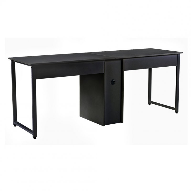 [US Direct] 2-person  Desk Large Workstation Desk Home Office Writing Table With Storage Function Black