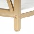  US Direct  2 tier Console Table Multi purpose Space Saving Entry Table With Gold Metal Frame White Panel Top White