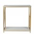  US Direct  2 tier Console Table Multi purpose Space Saving Entry Table With Gold Metal Frame White Panel Top White