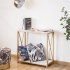  US Direct  2 tier Console Table Multi purpose Space Saving Entry Table With Gold Metal Frame White Panel Top White
