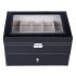 US Direct  20 Compartments Slots Watch Box Organizer Lockable Dual Layers Elegant Wooden Watch Collection Box For Men Women black