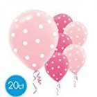  US Direct  20 ct Round Helium Quality 12  Pink Polka Dot Balloons