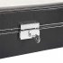  US Direct  24 Compartments Watch Storage Box Trendy Portable Practical Opening Style Leather Watch Collection Box black