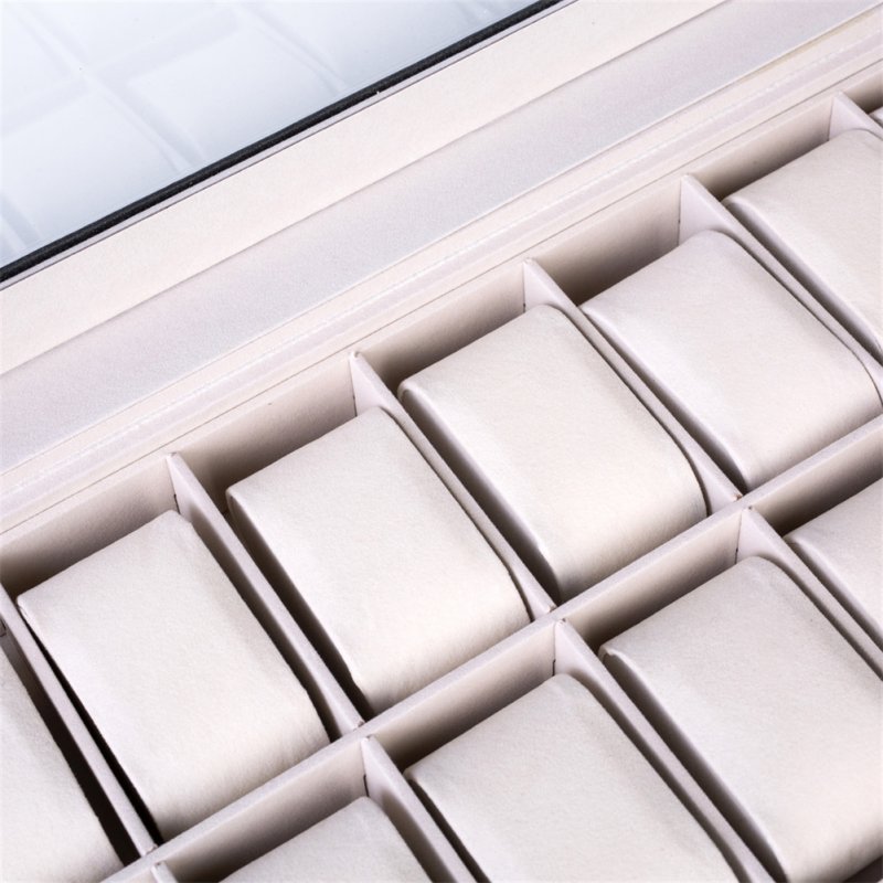 US 24 Compartments Watch Storage Box Trendy Portable Practical Opening Style Leather Watch Collection Box black