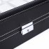  US Direct  24 Compartments Watch Storage Box Trendy Portable Practical Opening Style Leather Watch Collection Box black