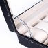  US Direct  24 Compartments Watch Storage Box Trendy Portable Practical Opening Style Leather Watch Collection Box black