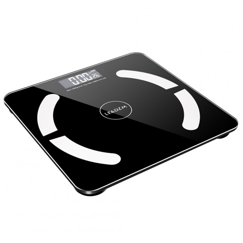 US 28*28cm Body  Fat  Scale Bluetooth With 6mm Tempered Glass Panel 180kg Capacity black
