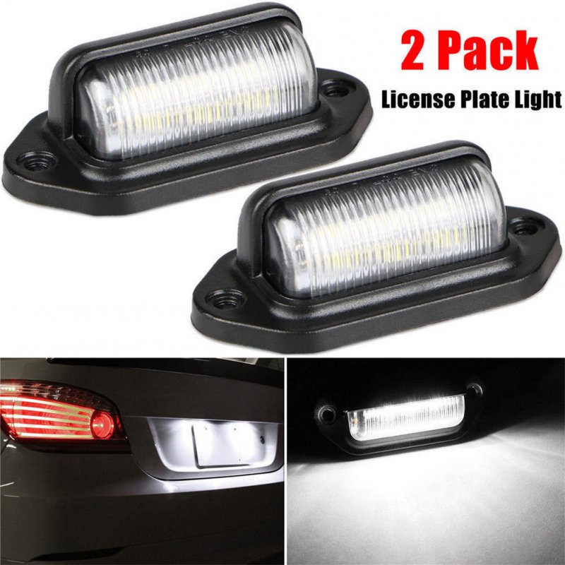 US 2PCS 6LED 12-24V License Plate Light Car Boat Truck Trailer Step Lamp White light