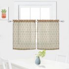 [US Direct] 2Pcs Geometric Printed Rod Pocket Yarn Tier Blackout Small Window Curtains Set for Kitchen/Bedroom/Living Room