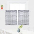 US 2Pcs Geometric Printed Rod Pocket Yarn Tier Blackout Small Window Curtains Set for Kitchen/Bedroom/Living Room   Gray_27