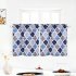  US Direct  2Pcs Morocco Print Polyester Cotton Kitchen Tiers Room Darkening Rod Pocket Small Window Curtain Set Dark blue grey US 28  36  2