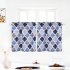  US Direct  2Pcs Morocco Print Polyester Cotton Kitchen Tiers Room Darkening Rod Pocket Small Window Curtain Set Dark blue grey US 28  36  2