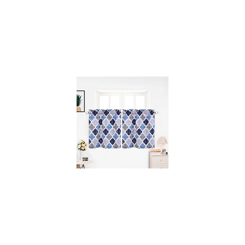 US HAPERLARE 2pcs Pocket Window Curtain Set Polyester Cotton Kitchen Tiers