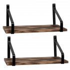 [US Direct] 2pcs 42.5*30.5*8cm Wall  Shelf Set Wood Board With Iron Frame Retro Style Shelf brown